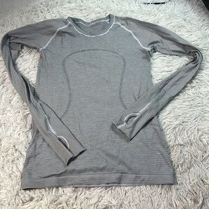 Lululemon Run: Swiftly Tech Long Sleeve Scoop Hyper Stripe White